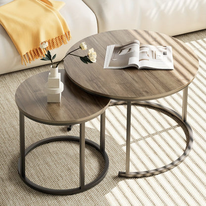2-Piece Set Faux Marble Coffee Table, Living Room Center Table detail image - detail view 5