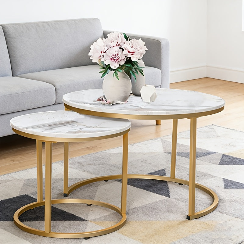 Coffee Table shown in the white marble + golden option