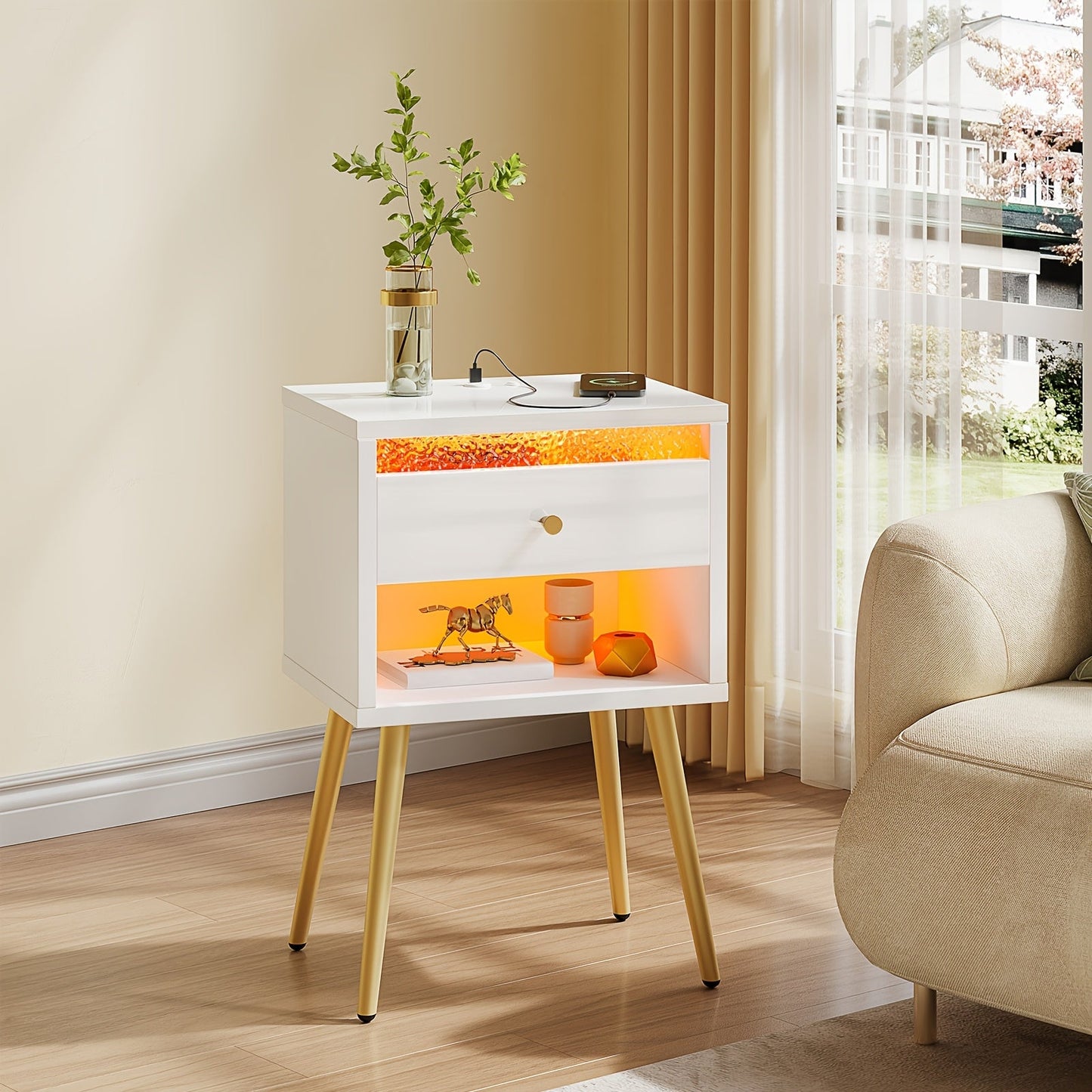 Nightstand shown in the White, 1 PC option