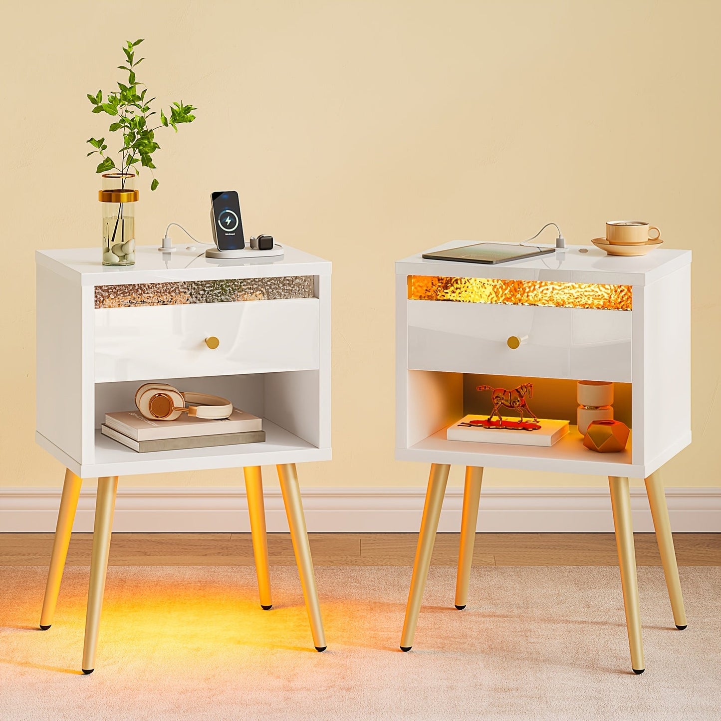 Nightstand shown in the White, 1 Set option