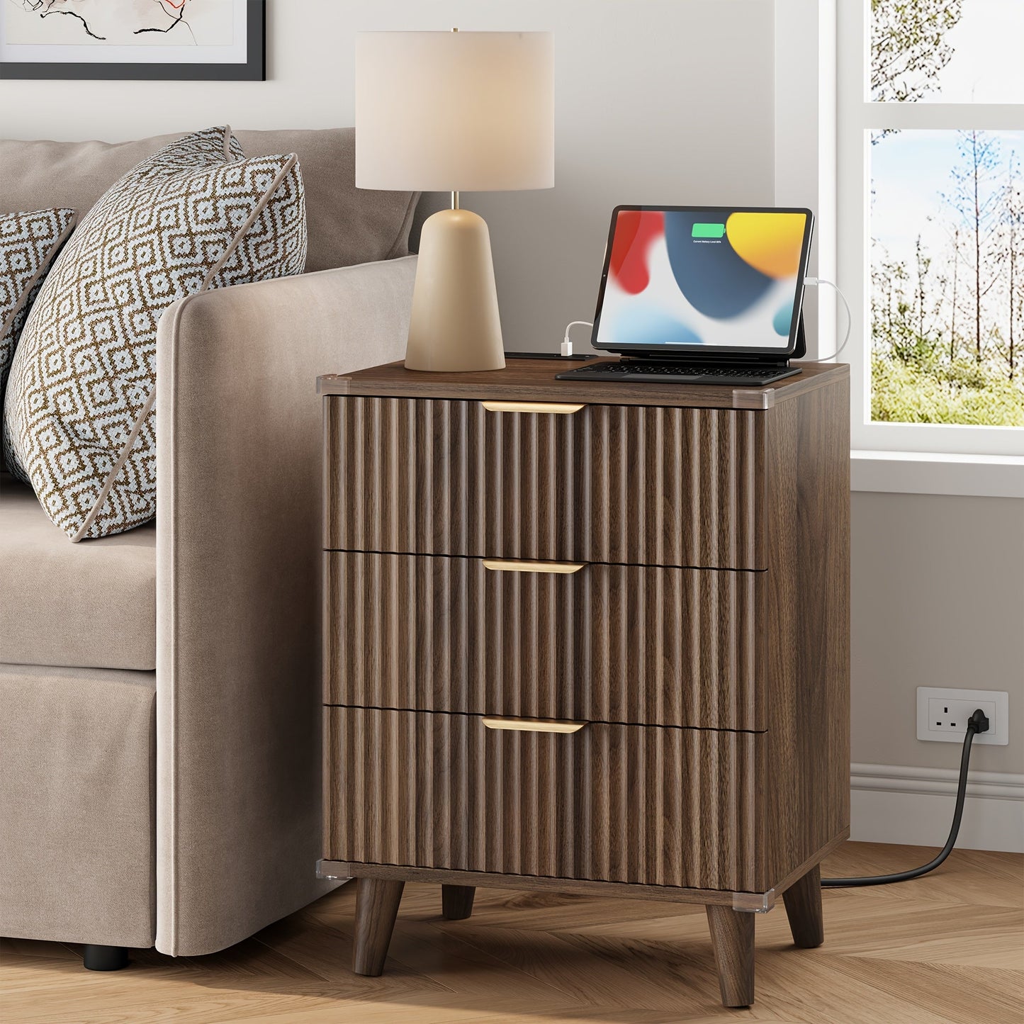 Nightstand shown in the Brown option