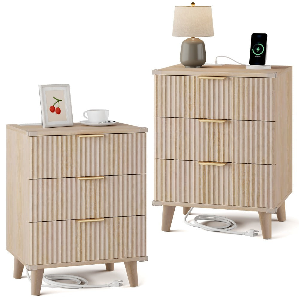 2-Piece Set Nightstand, Bedside Storage Table for Practical Everyday Home Use in Bedroom detail image - detail view 3
