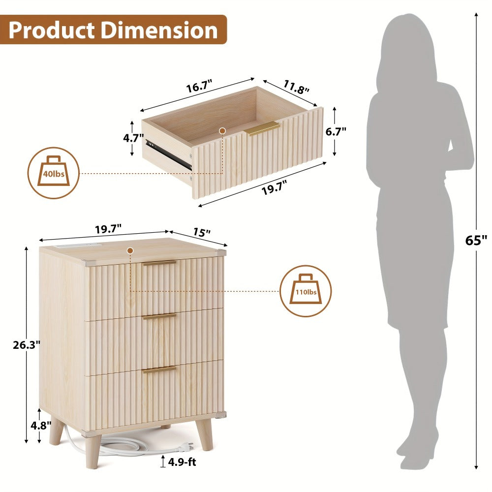2-Piece Set Nightstand, Bedside Storage Table for Practical Everyday Home Use in Bedroom detail image - detail view 4