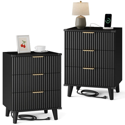 2-Piece Set Nightstand, Bedside Storage Table for Practical Everyday Home Use in Bedroom detail image - detail view 5