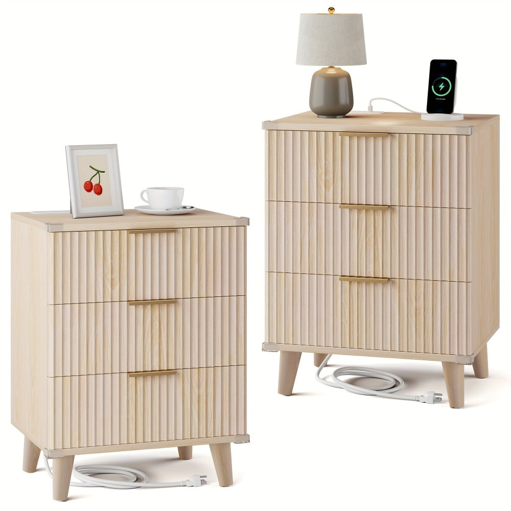 2-Piece Set Nightstand, Bedside Storage Table for Practical Everyday Home Use in Bedroom detail image - detail view 6