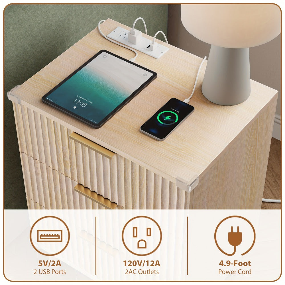 2-Piece Set Nightstand, Bedside Storage Table for Practical Everyday Home Use in Bedroom detail image - detail view 8