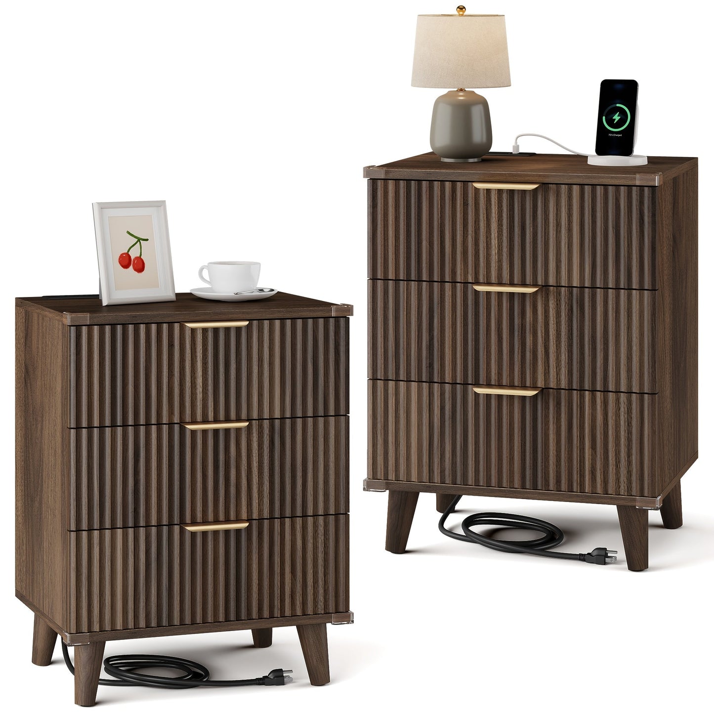Nightstand shown in the Set of 2-Brown option
