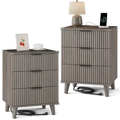 Nightstand shown in the Set of 2-Dark Grey Oak option