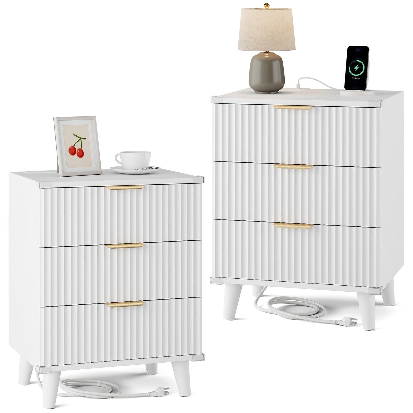 Nightstand shown in the Set of 2-White option