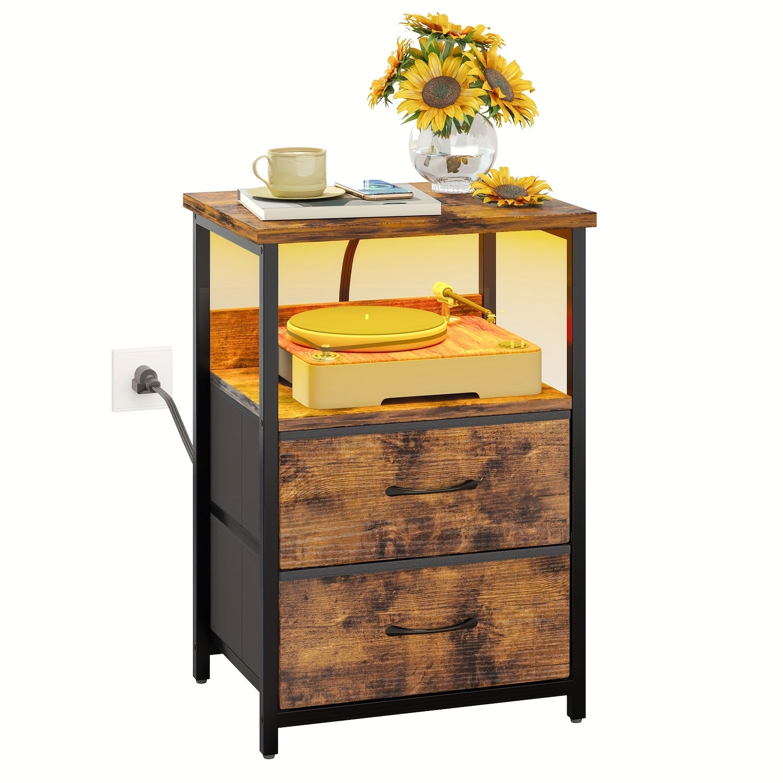 Nightstand shown in the 1pc-2 Drawers-Brown option