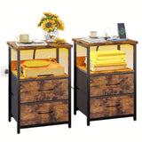 2pcs-2 Drawers-Brown