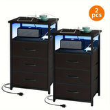 2pcs-3 Drawers-Black