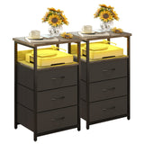 2pcs-3 Drawers-Gray&Black