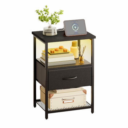 2-Piece Set Nightstand with Charging Station and LED Lighting for Bedroom detail image - detail view 22