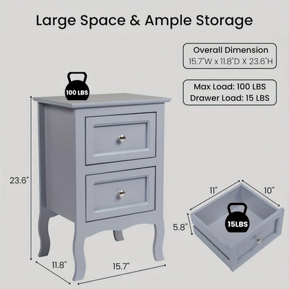 2-Piece Set Nightstand with Multiple Color Options, Bedside Storage Table detail image - detail view 4