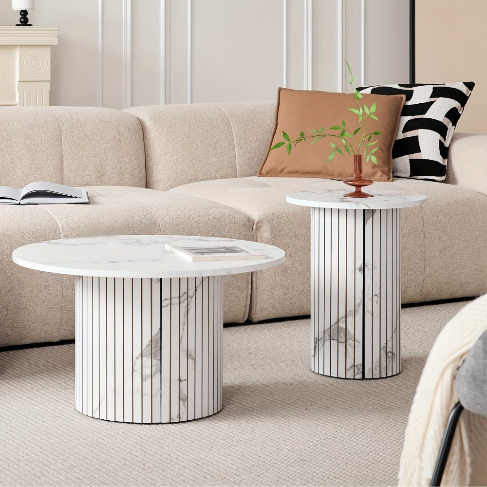 2-Piece Set Round Coffee Table with Non-Slip Base for Work, Display, and Everyday Use detail image - detail view 10