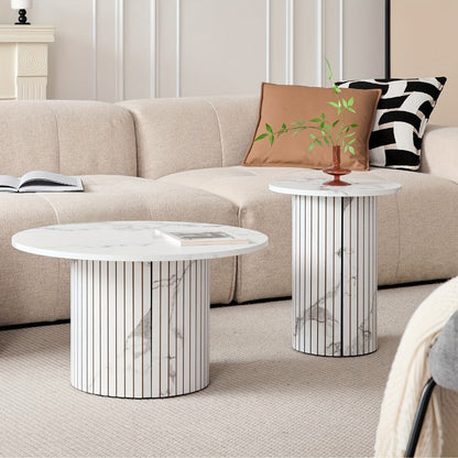 2-Piece Set Round Coffee Table with Non-Slip Base for Work, Display, and Everyday Use detail image - detail view 10
