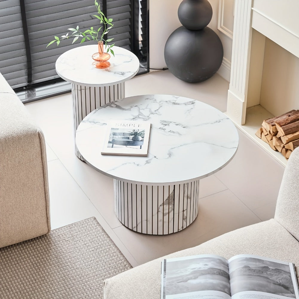 2-Piece Set Round Coffee Table with Non-Slip Base for Work, Display, and Everyday Use detail image - detail view 11