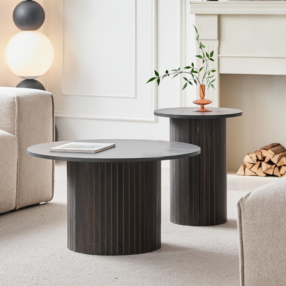 2-Piece Set Round Coffee Table with Non-Slip Base for Work, Display, and Everyday Use detail image - detail view 12
