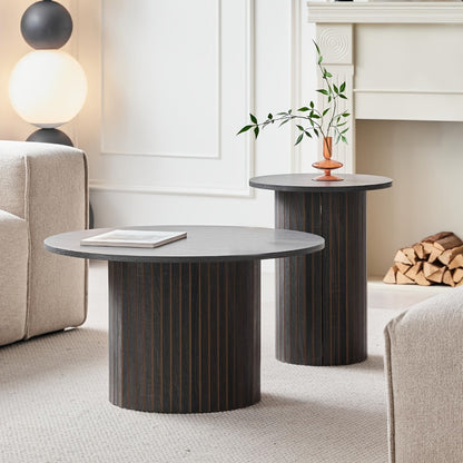 2-Piece Set Round Coffee Table with Non-Slip Base for Work, Display, and Everyday Use detail image - detail view 12