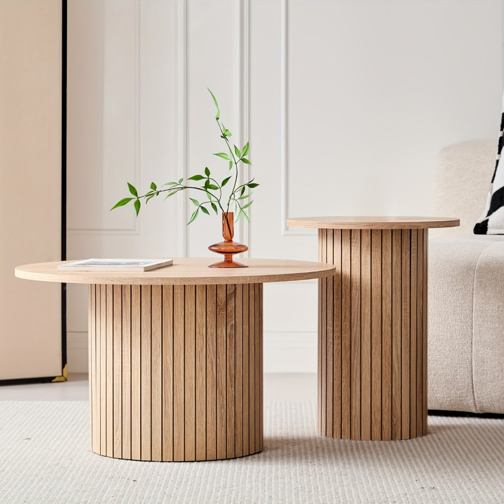 2-Piece Set Round Coffee Table with Non-Slip Base for Work, Display, and Everyday Use detail image - detail view 13