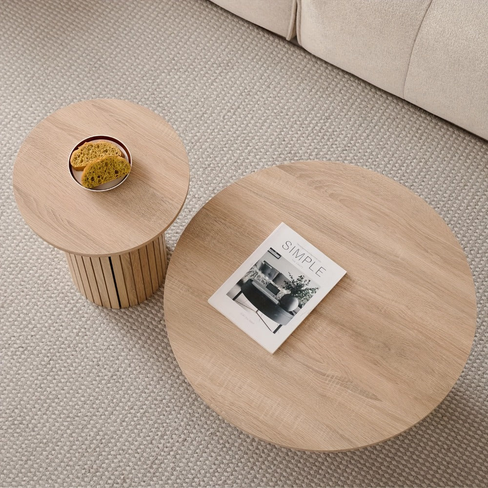 2-Piece Set Round Coffee Table with Non-Slip Base for Work, Display, and Everyday Use detail image