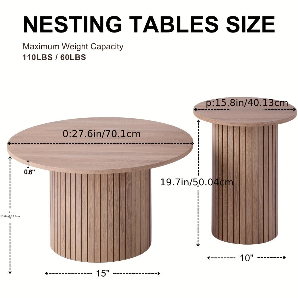 2-Piece Set Round Coffee Table with Non-Slip Base for Work, Display, and Everyday Use detail image - detail view 3