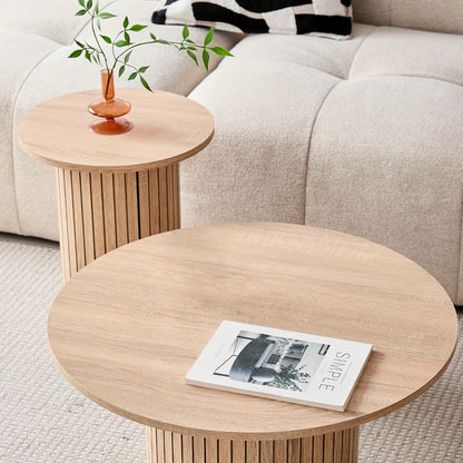 2-Piece Set Round Coffee Table with Non-Slip Base for Work, Display, and Everyday Use detail image - detail view 5