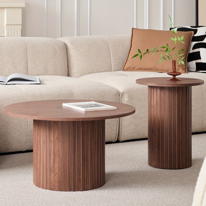 2-Piece Set Round Coffee Table with Non-Slip Base for Work, Display, and Everyday Use detail image - detail view 6