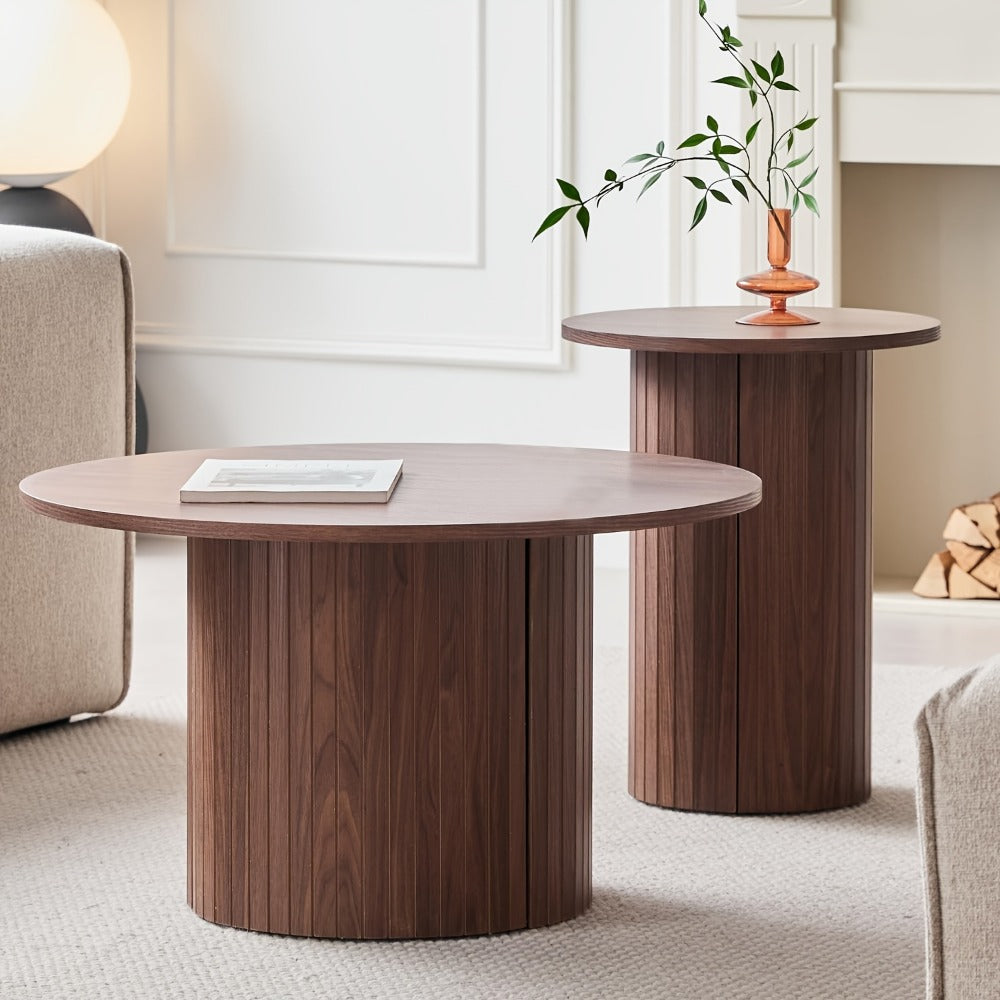 2-Piece Set Round Coffee Table with Non-Slip Base for Work, Display, and Everyday Use detail image - detail view 8