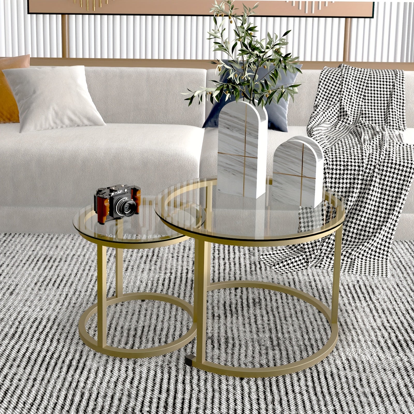 Coffee Table shown in the Clear Glass-Golden option