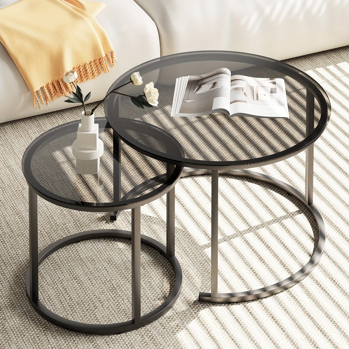 Coffee Table shown in the Grey Glass-Black option