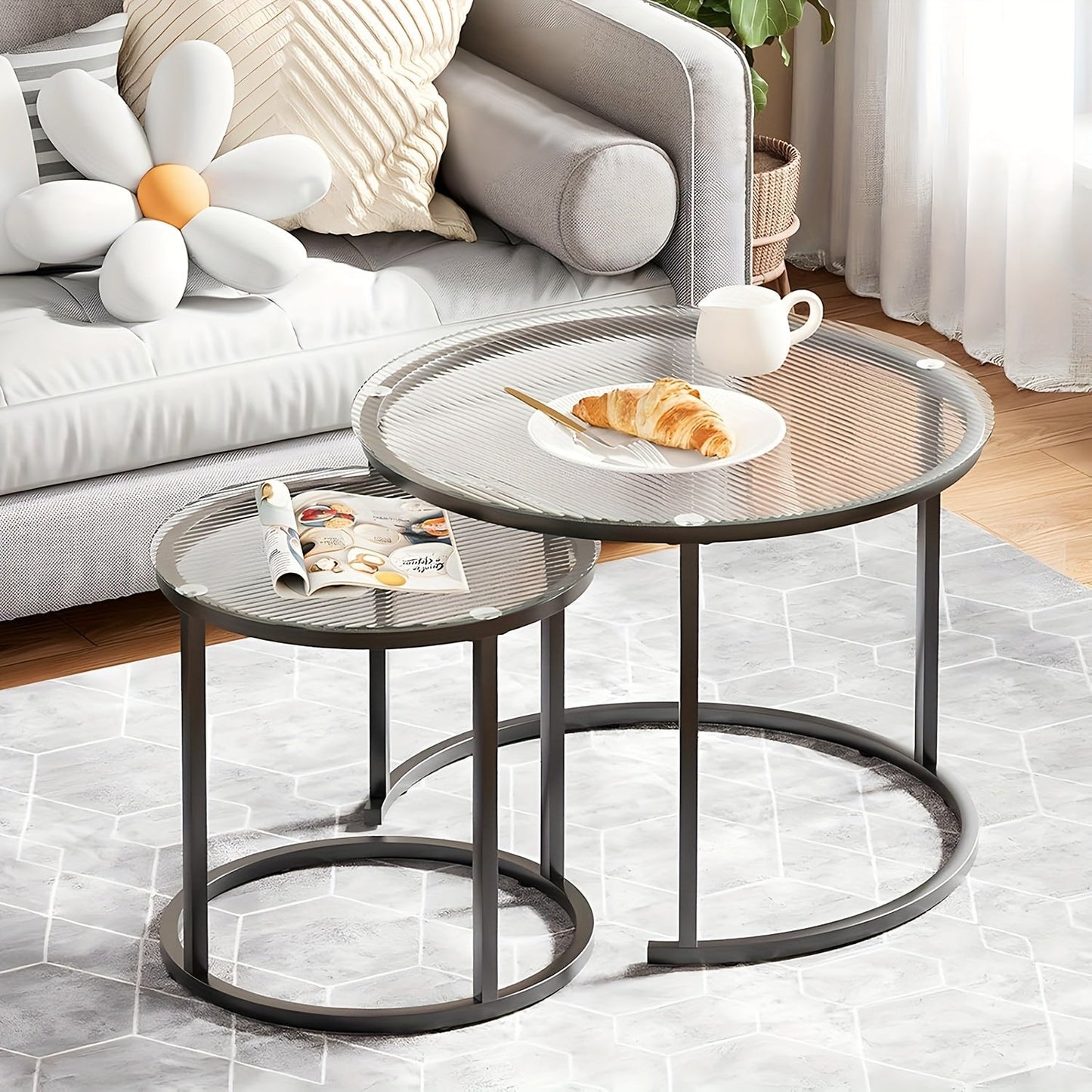 Coffee Table shown in the Striped Glass-Black option