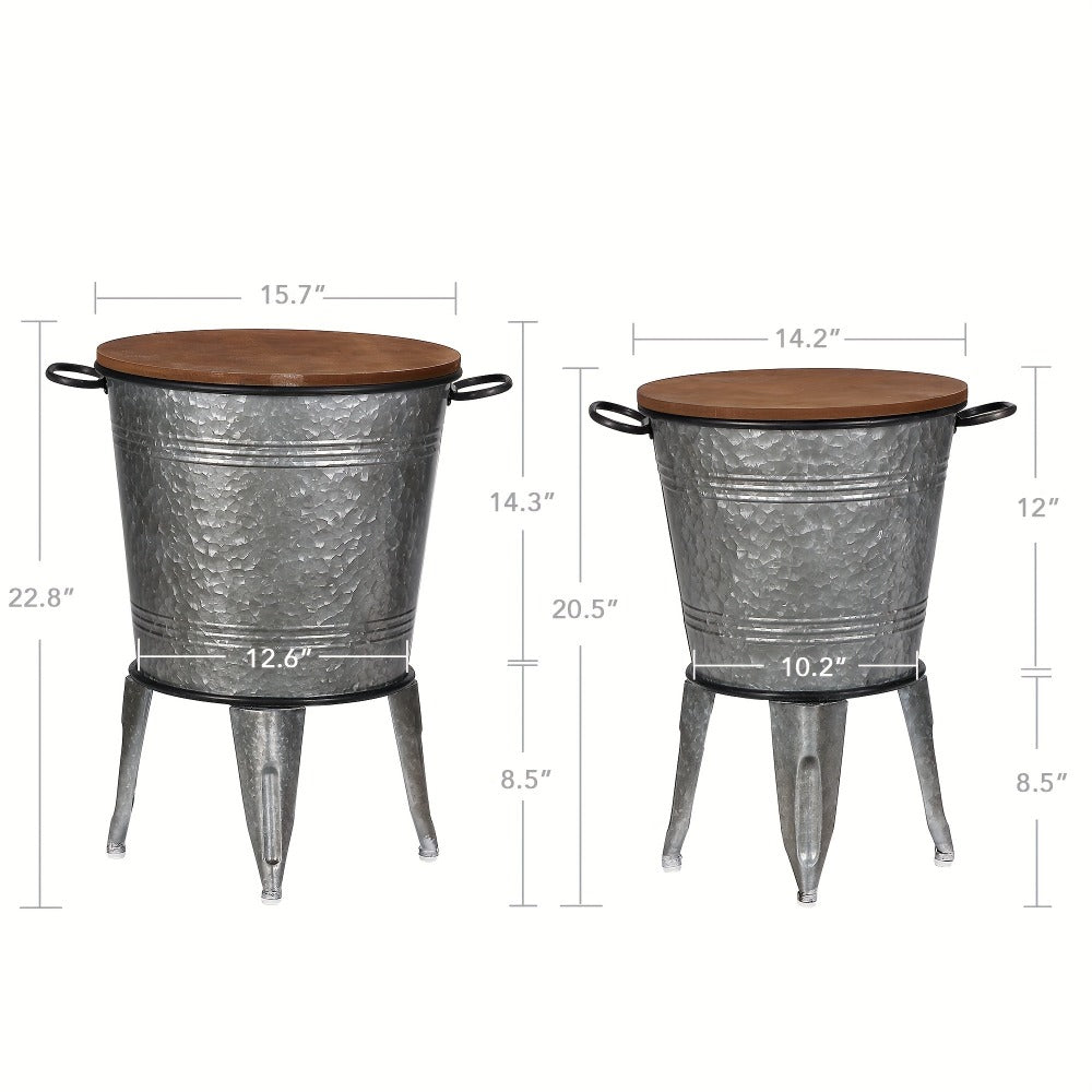 2-Piece Set Round End Table with Stackable Design for Work, Display, and Everyday Use detail image - detail view 3