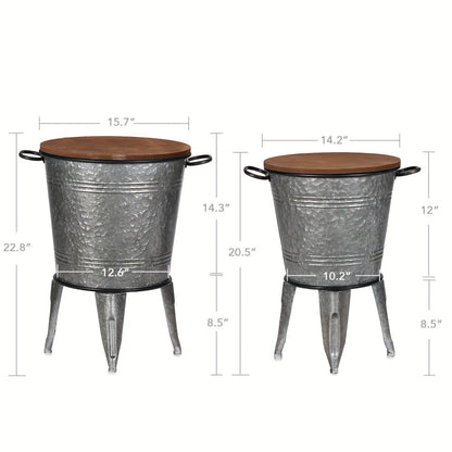 2-Piece Set Round End Table with Stackable Design for Work, Display, and Everyday Use detail image - detail view 3