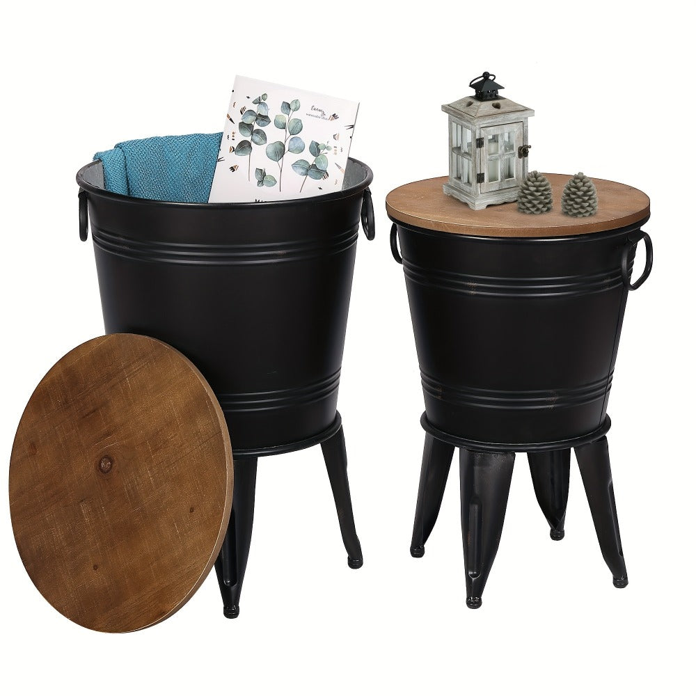 2-Piece Set Round End Table with Stackable Design for Work, Display, and Everyday Use detail image - detail view 4