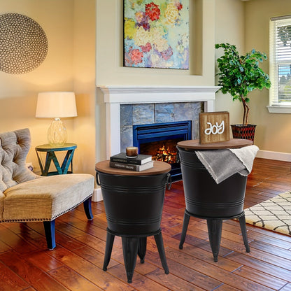 2-Piece Set Round End Table with Stackable Design for Work, Display, and Everyday Use detail image - detail view 5