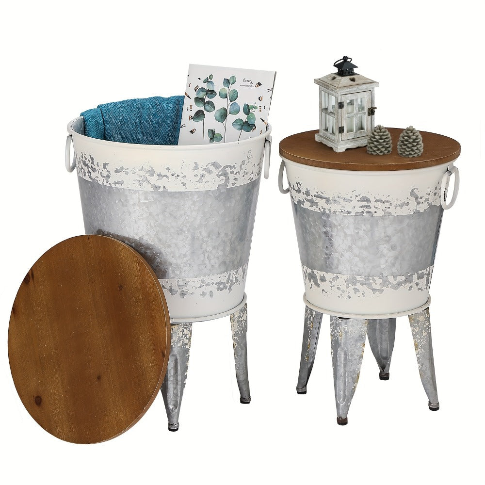 2-Piece Set Round End Table with Stackable Design for Work, Display, and Everyday Use detail image - detail view 6