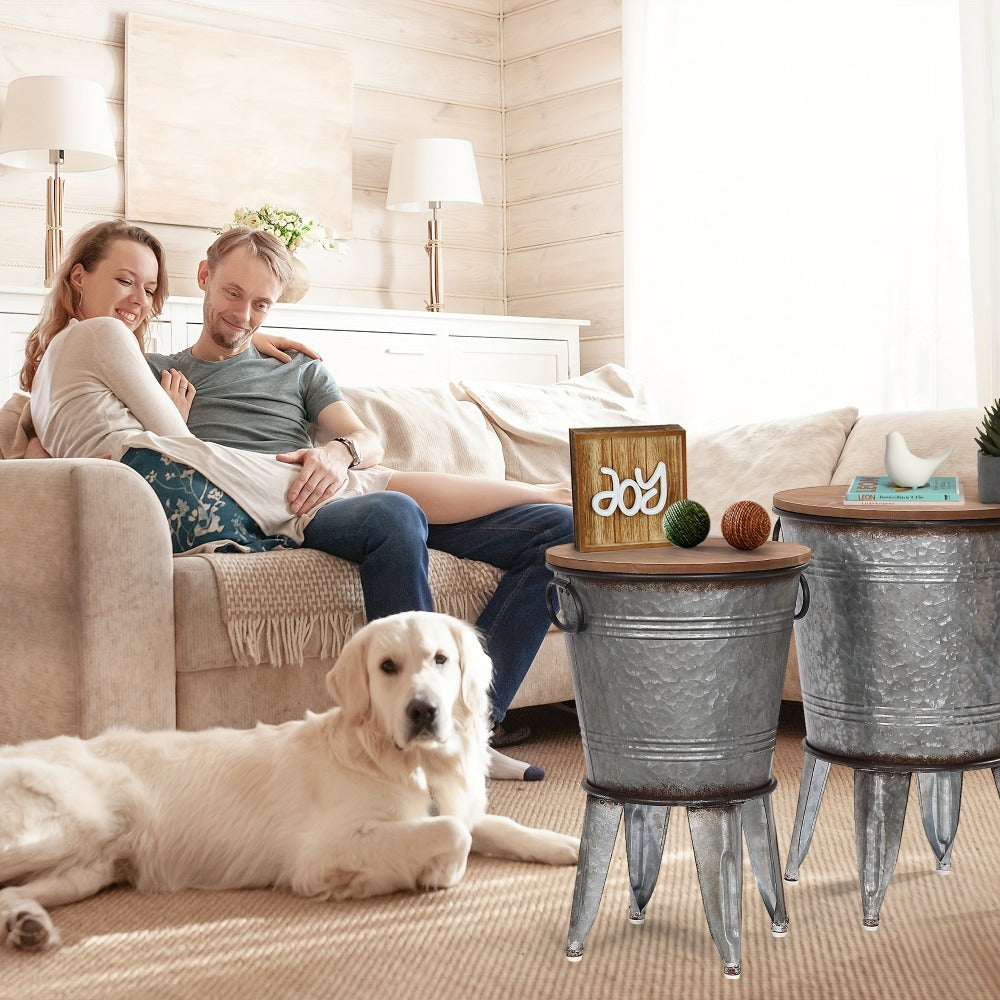 2-Piece Set Round End Table with Stackable Design for Work, Display, and Everyday Use detail image - detail view 8