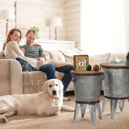 2-Piece Set Round End Table with Stackable Design for Work, Display, and Everyday Use detail image - detail view 8
