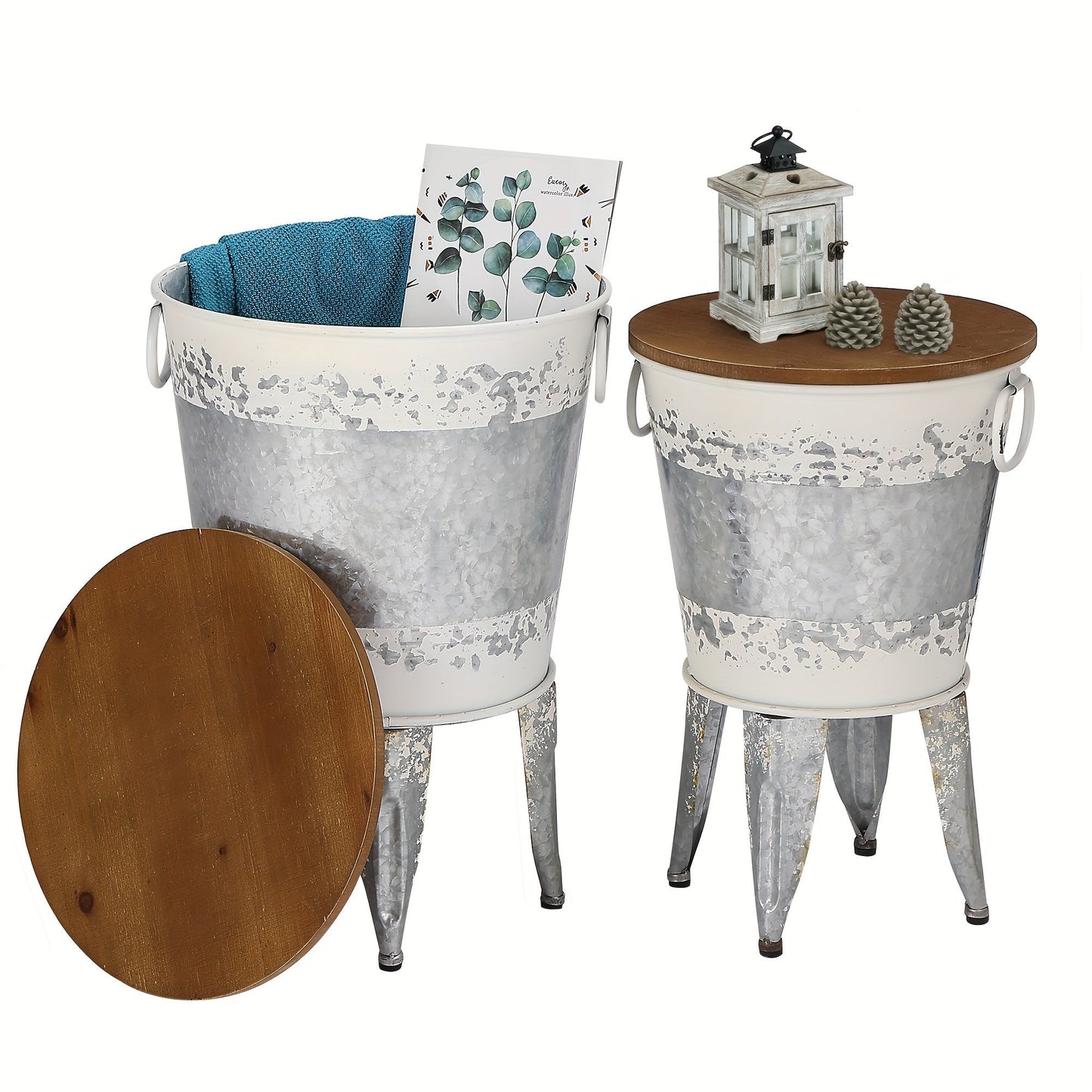 End Table shown in the Distressed White option