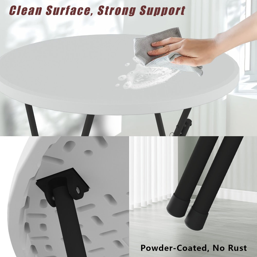 2-Piece Set Round Folding Table, Portable Fold-Up Table for Patio detail image - detail view 10