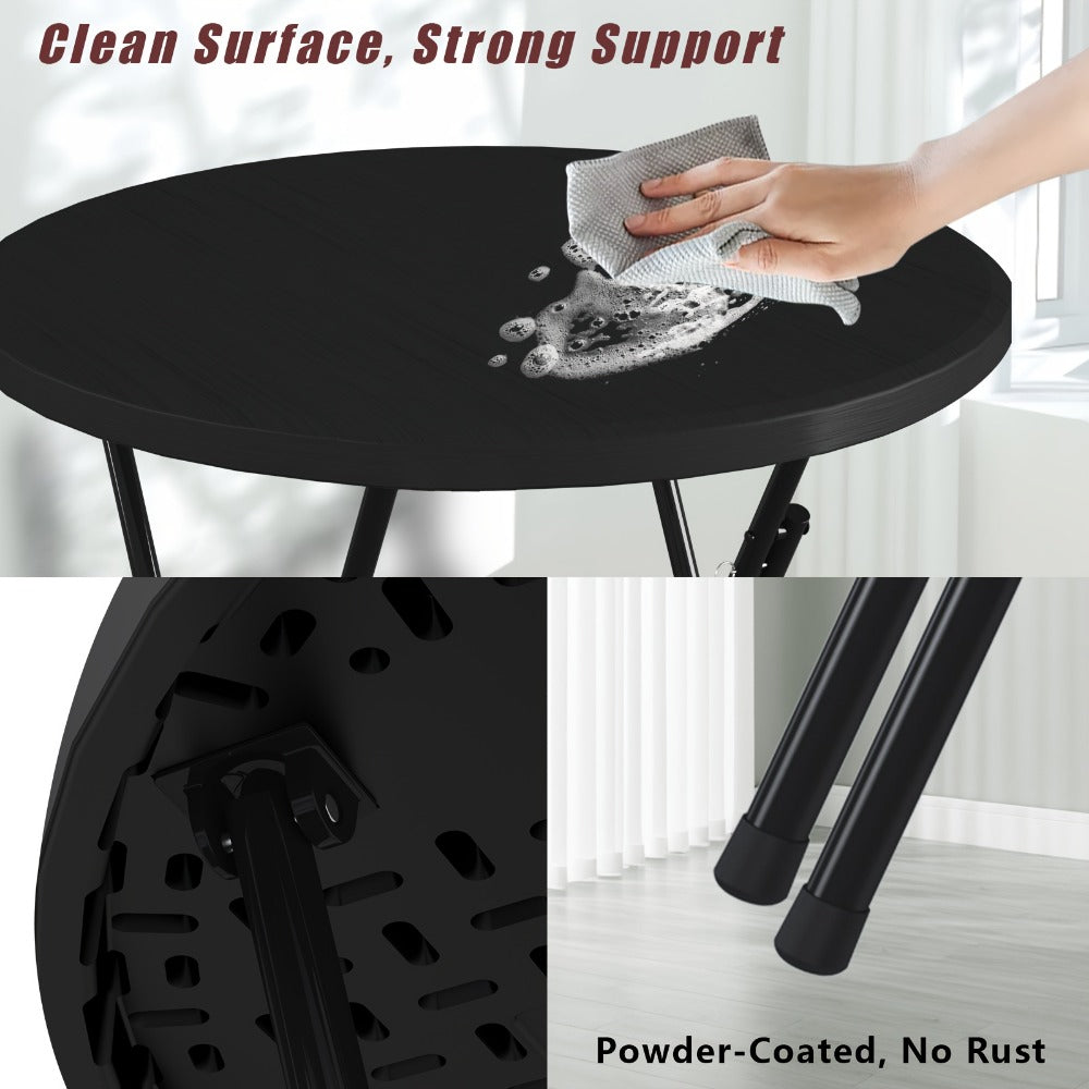 2-Piece Set Round Folding Table, Portable Fold-Up Table for Patio detail image - detail view 13