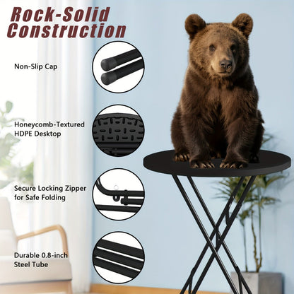 2-Piece Set Round Folding Table, Portable Fold-Up Table for Patio detail image - detail view 15
