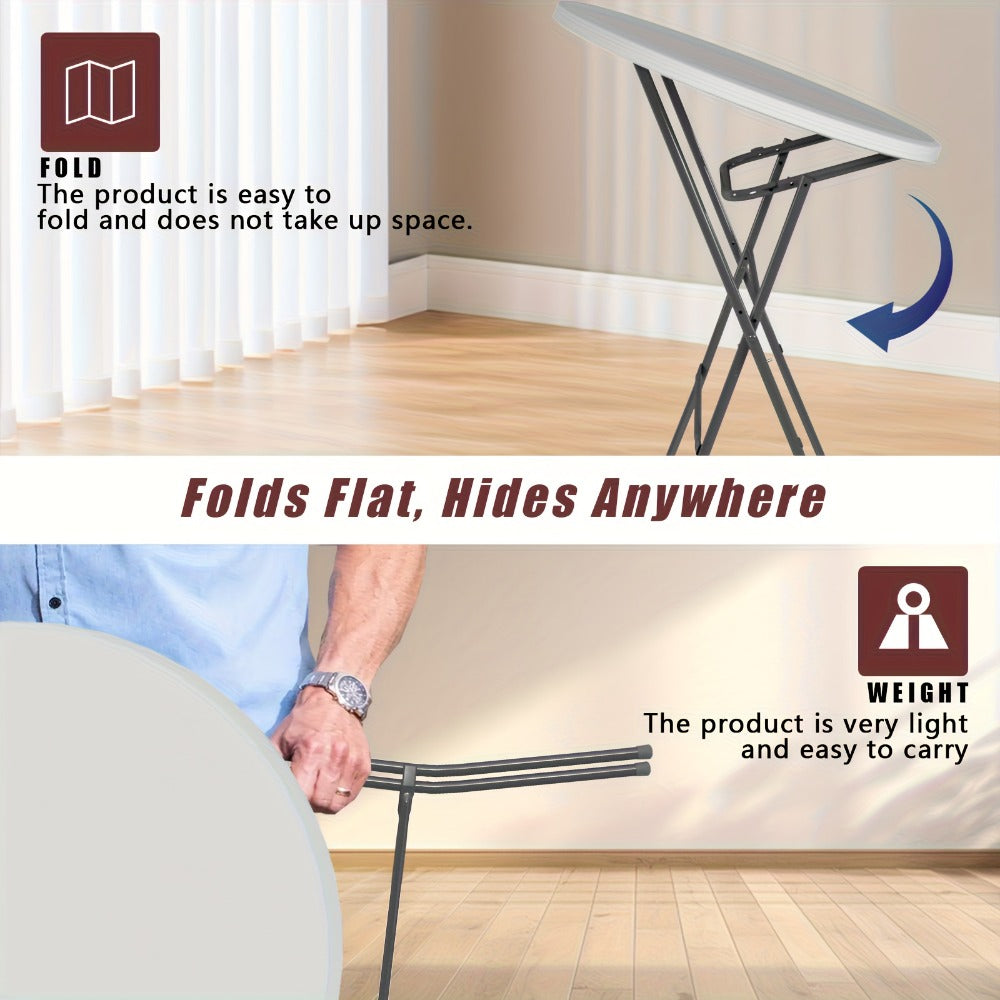 2-Piece Set Round Folding Table, Portable Fold-Up Table for Patio detail image