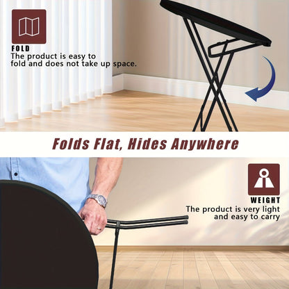 2-Piece Set Round Folding Table, Portable Fold-Up Table for Patio detail image - detail view 4