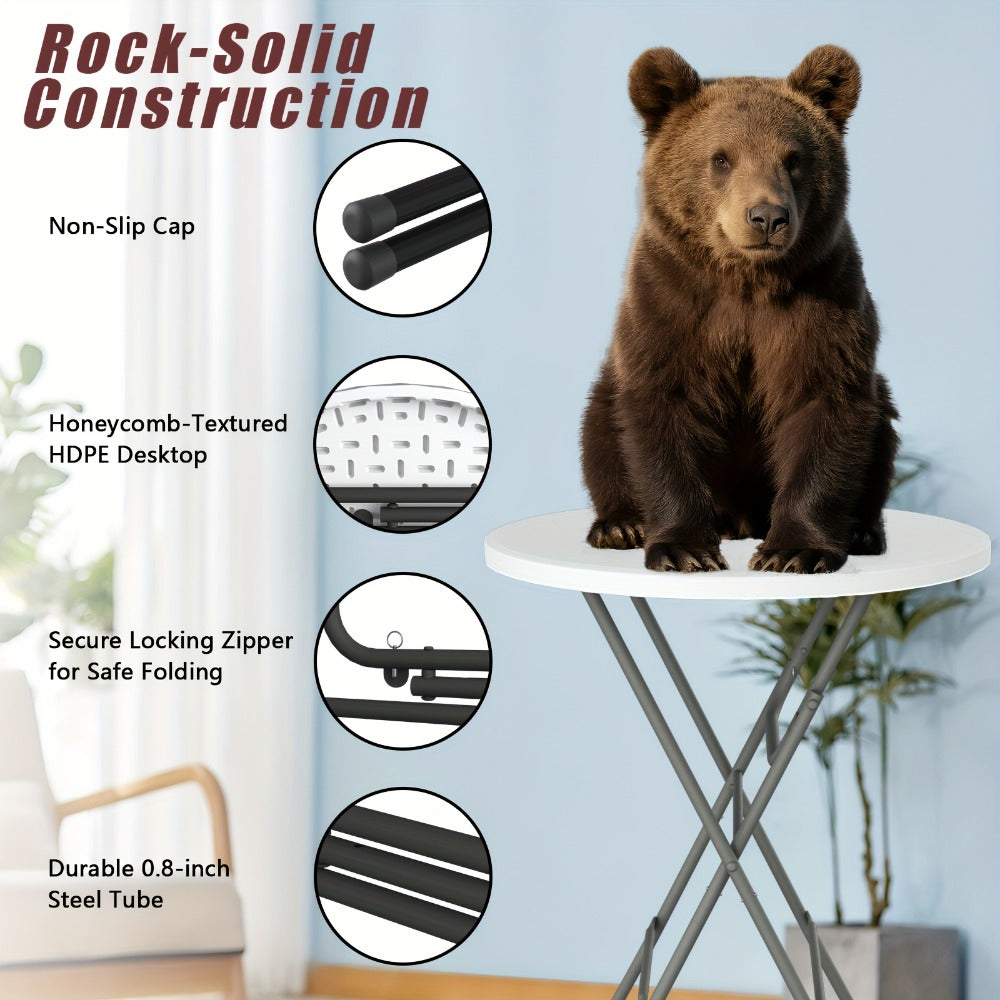 2-Piece Set Round Folding Table, Portable Fold-Up Table for Patio detail image - detail view 6