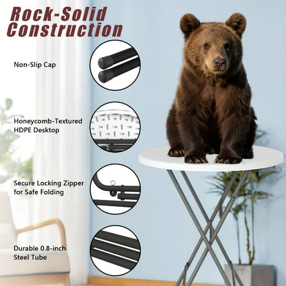 2-Piece Set Round Folding Table, Portable Fold-Up Table for Patio detail image - detail view 6