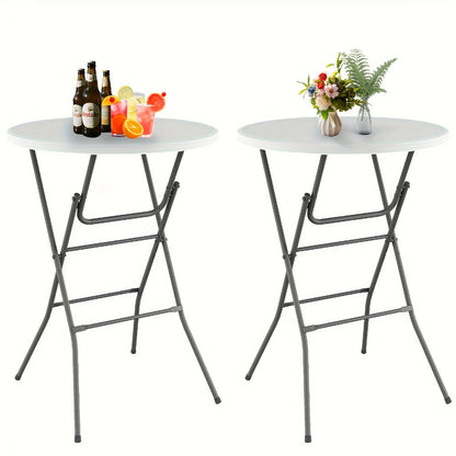 2-Piece Set Round Folding Table, Portable Fold-Up Table for Patio detail image - detail view 7