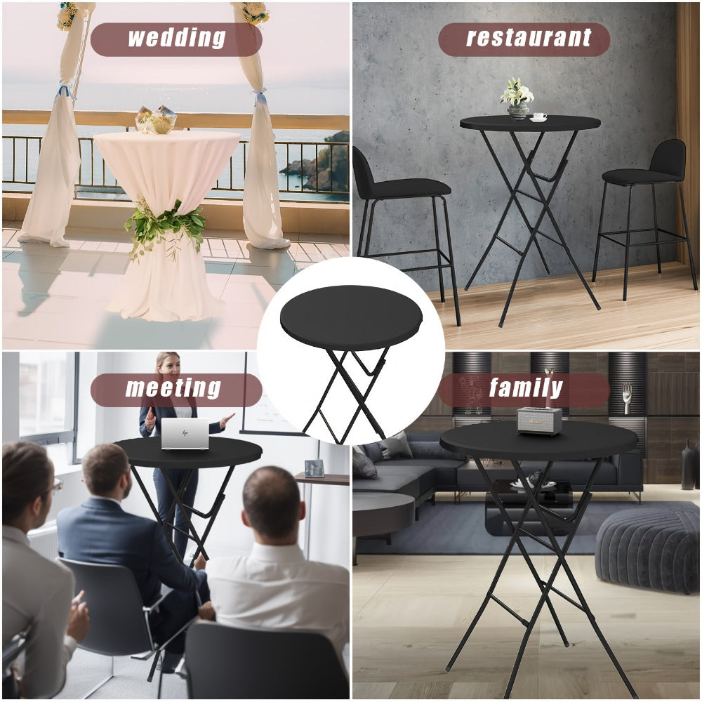 2-Piece Set Round Folding Table, Portable Fold-Up Table for Patio detail image - detail view 8
